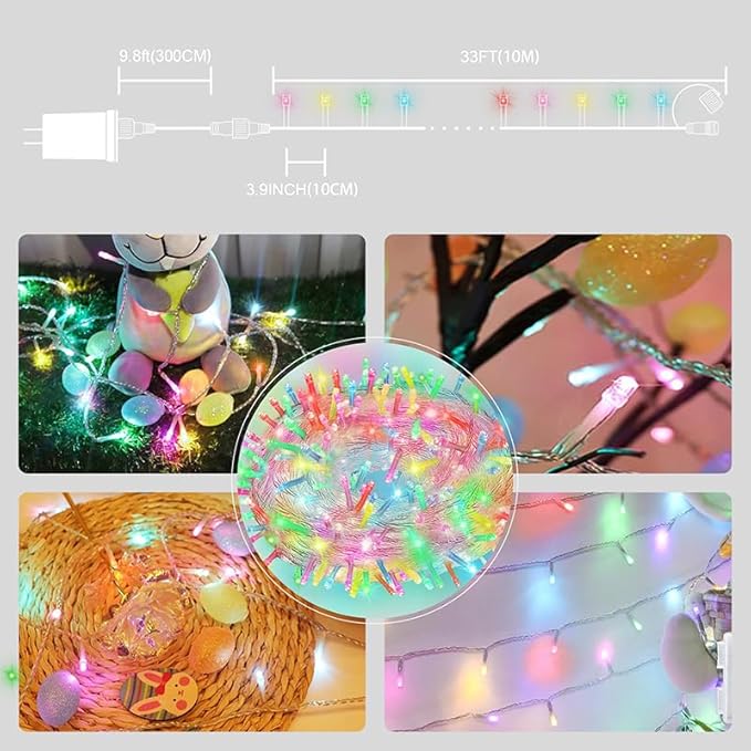 LAMPHOME 33ft Christmas Decorative Mini Lights, 100 LED Easter String Light - Image 4