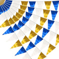 65FT Navy-Blue White Gold Triangle Pennant Banner Flag Metallic Fabric Bunting by raqieden