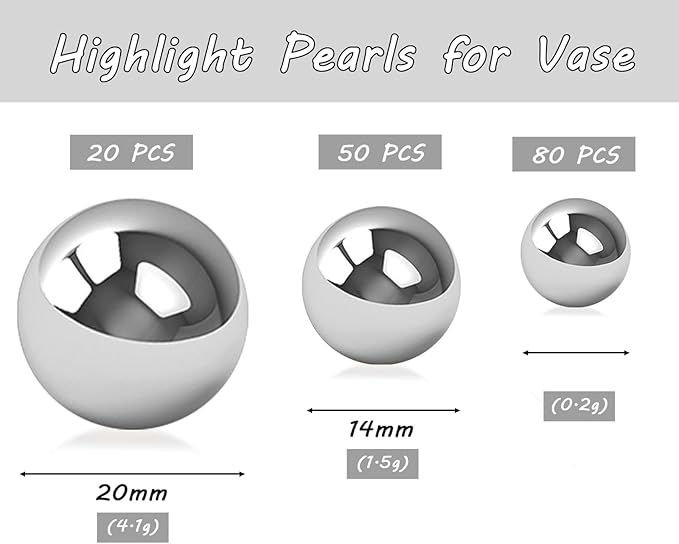 150Pcs Bright Silver Polished No Hole Faux Pearl Beads - Image 3