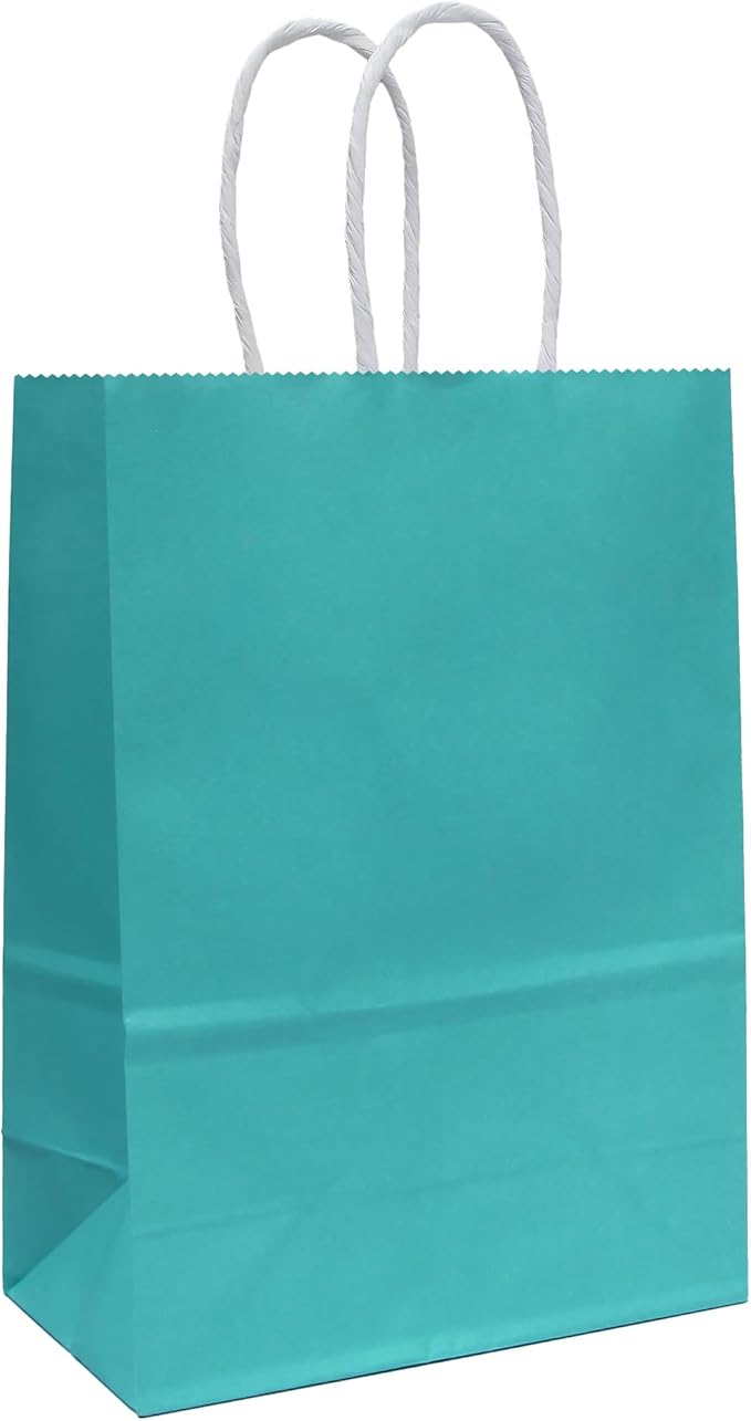 25 PCS Small Gift Bags Teal Blue Kraft Paper Bags Turquoise Gift Bags by ADIDOEVA