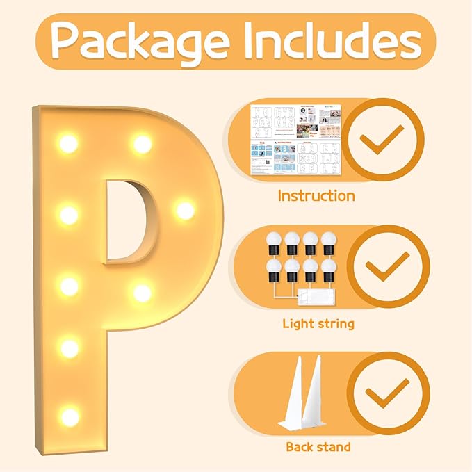 Marquee Letters 3 Feet Tall Large Light Up Letters P Happy Birthday Decorations - Image 5