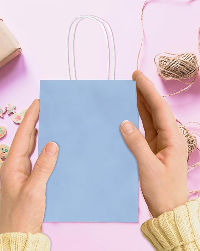 Bakepacker 100 Pcs Light Blue Mini Paper Gift Bags - Image 4