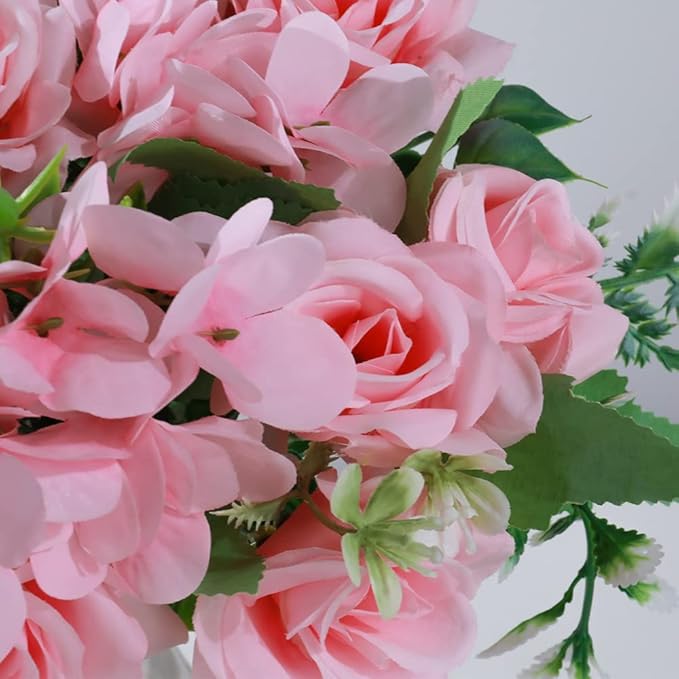 LESING Artificial Rose Silk Hydrangea Flowers Bouquets - Image 3