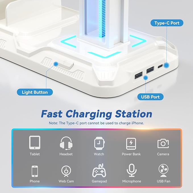 KDD Headset Stand with Charging Station - Image 3