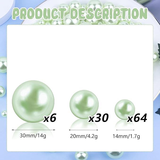 100PCS Light Green Faux Pearls Beads - Image 2