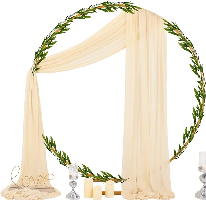 Socomi Champagne Sheer Wedding Arch Draping Fabric 29" x 20Ft 4 Panels Outdoor - Image 4
