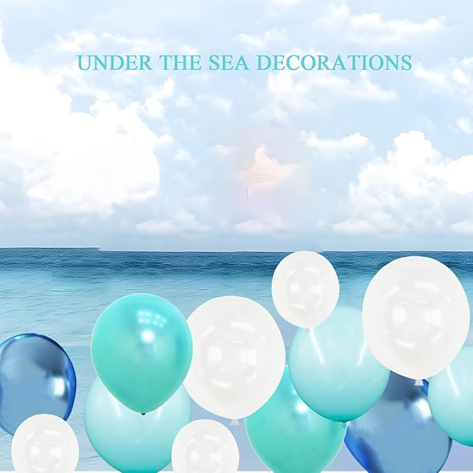 Under the Sea Party Decorations Teal Turquoise Blue Clear Balloons Assorted - Image 5