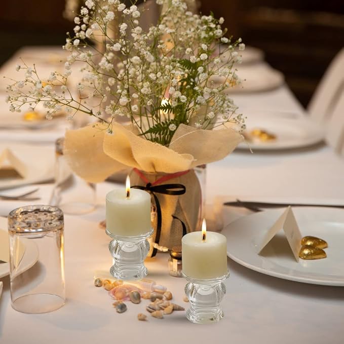 IYOUYA Clear Glass Candlestick Holders 24PCS, 2.1" H Taper Candle Holders Bulk - Image 4