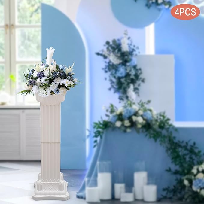 Roman Pillars Decoration Party Flower Pot Columns Set 4Pcs Decor Pedstal Stand - Image 8