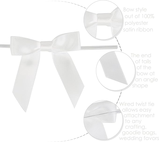 AIMUDI White Bows Bulk 2.5" Christmas Bows Premade Small Bows Pre Tied Mini - Image 9