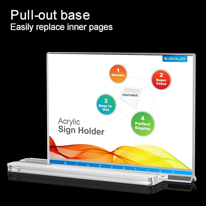 BlueValley Clear Acrylic Sign Holder 7x5 Inch - Image 8