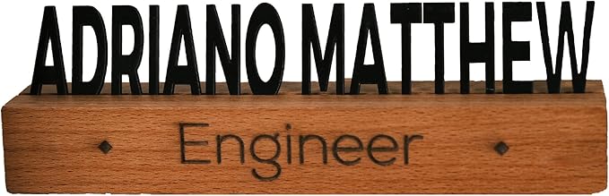 Custom Desk Name Plate with Engraved Title – Personalized Wooden Office Name by HunConcept