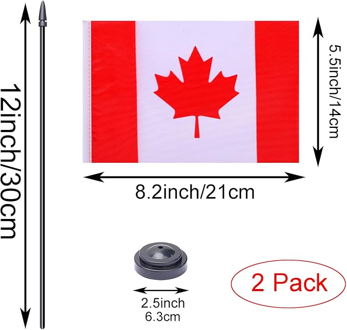 WXTWK 2 Pack Canada Flag Canada Deluxe Desk Flag Set - Image 2