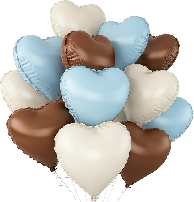 Blue Brown Heart Balloons by Adorely