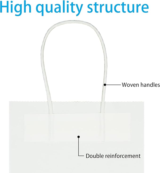25 PCS Small Gift Bags White Kraft Paper Bag - Image 4