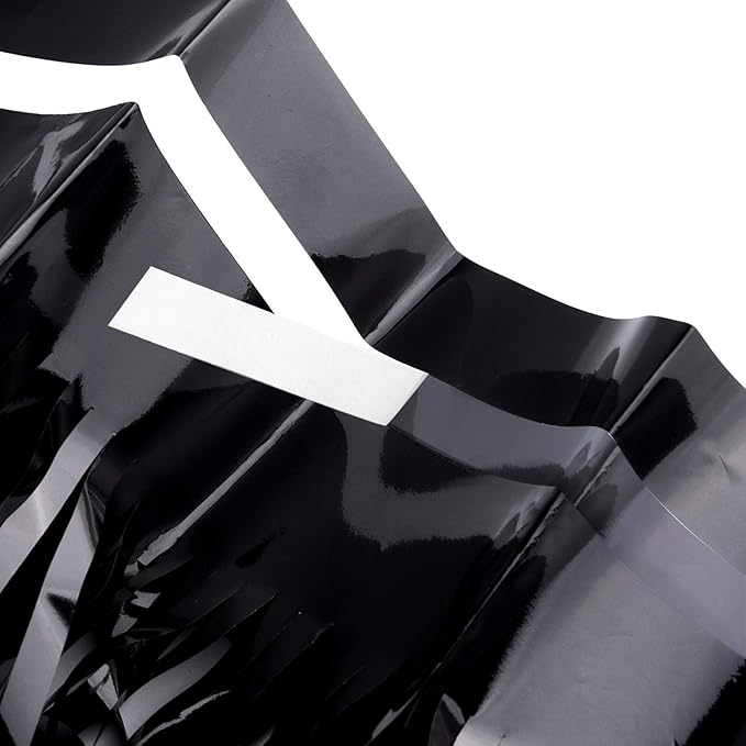 CHRORINE 2pcs 3ft x 8.3ft Black Tinsel Fringe Curtains Streamers Photo Backdrop - Image 4