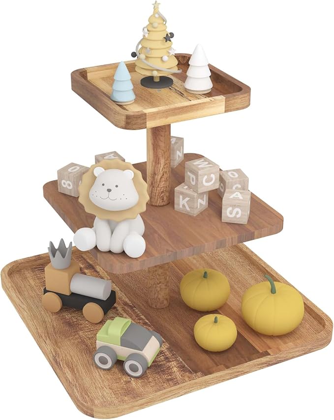 Acacia Wood 3 Tier Cupcake Stand - Image 7