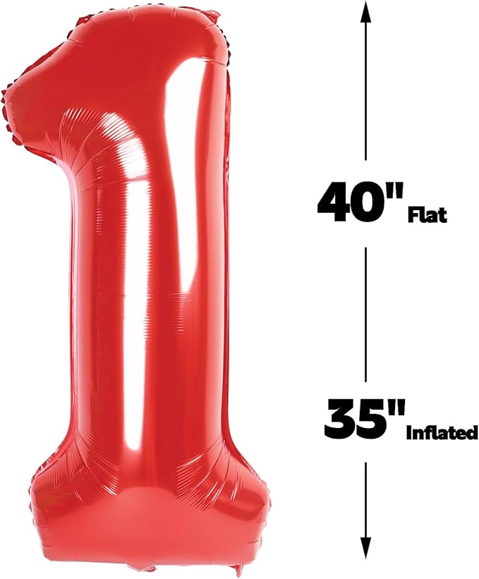 Red Number 1 Balloon 40 inch, Number 1 Birthday Balloon - Image 2