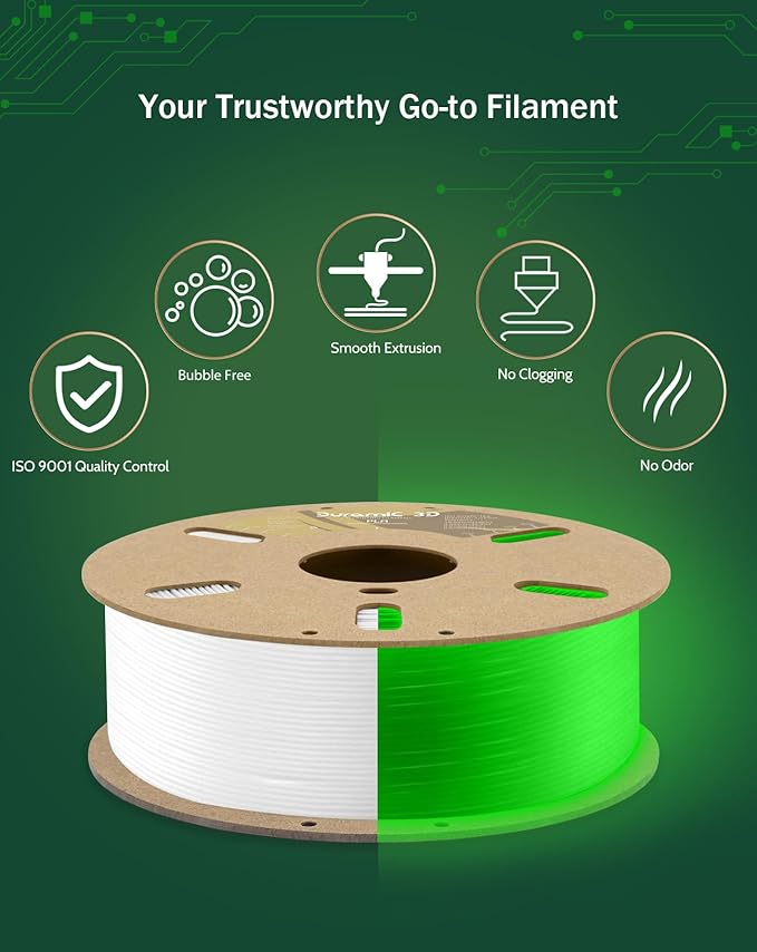DURAMIC 3D PLA Glow Green in The Dark Filament 1.75mm 1Kg, 3D Printing Luminous - Image 3