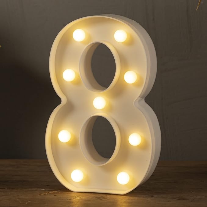 HXWEIYE Light Up Numbers-8, LED Marquee Number Lights Sign 26 Alphabet and 10 by LightUpYourHomewHXWEIYE