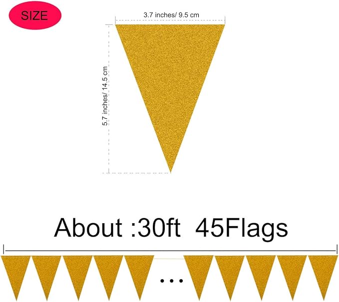 MerryNine Triangle Flag Bunting Banner, 3 Pack 30 Feet Vintage Style Pennant - Image 2