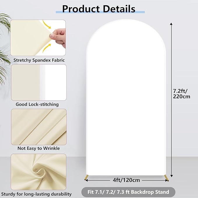 Hemmotop 7.2 ft Arch Backdrop Cover, Fabric Stretchy Background - Image 5