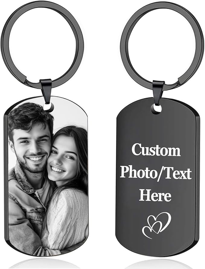 Custom Keychain with Picture, Personalized Keychain with Engraved Photo/Text by MILLUM