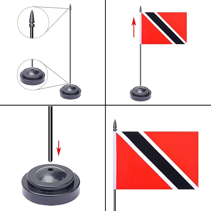 WXTWK 2 Pack Trinidad Flag Trinidad Deluxe Desk Flag Set - Image 4