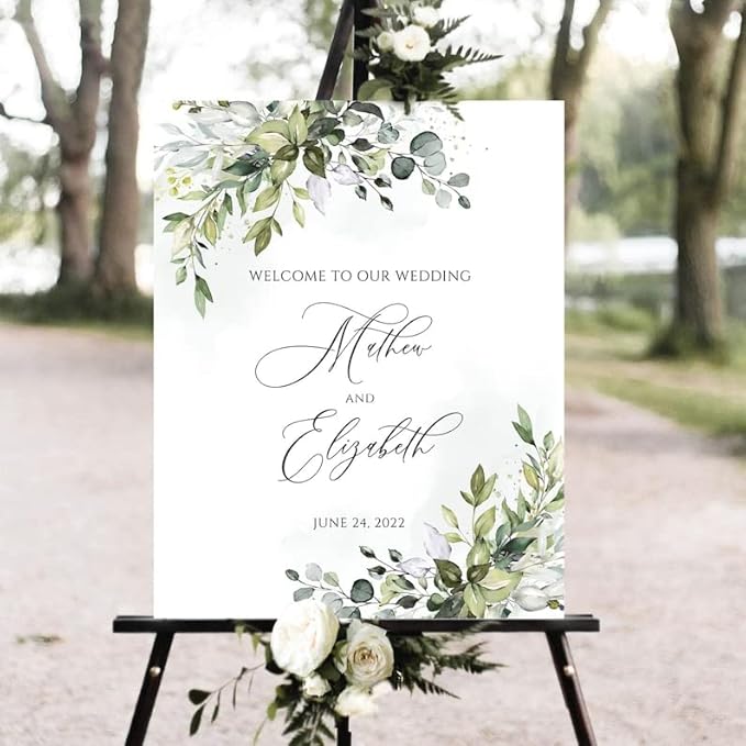 Greenery Wedding Welcome Sign, Eucalyptus Wedding Sign, Botanical Welcome - Image 2