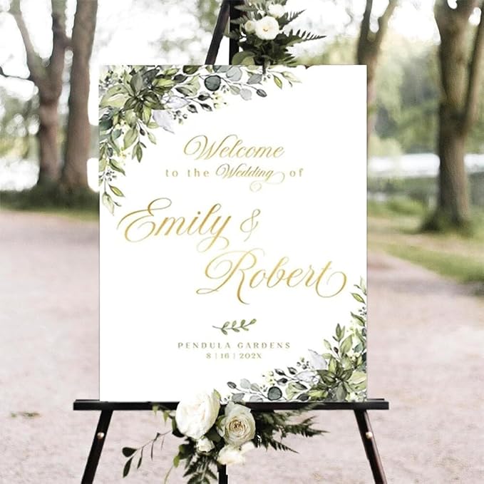 Greenery Wedding Welcome Sign, Eucalyptus Wedding Sign, Botanical Welcome by SZ-HaNoi