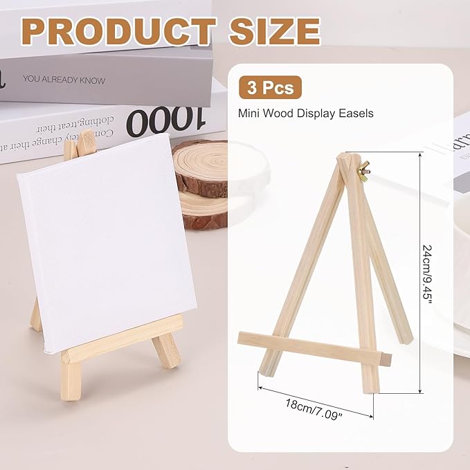 MECCANIXITY Mini Wood Display Easels, 9.4"x7.1"A-Frame Painting Tabletop Easels - Image 2