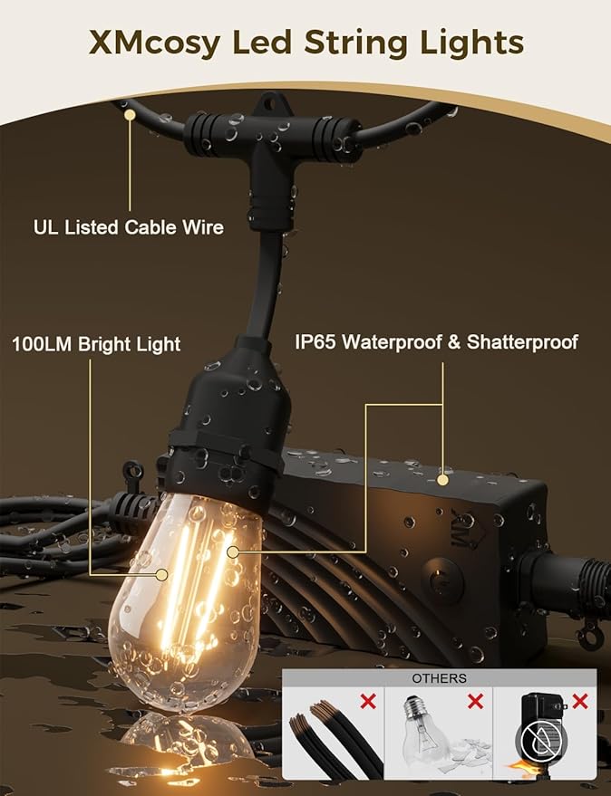 XMCOSY+ Smart Outdoor String Lights, 98Ft LED Patio Lights Waterproof IP65 - Image 5