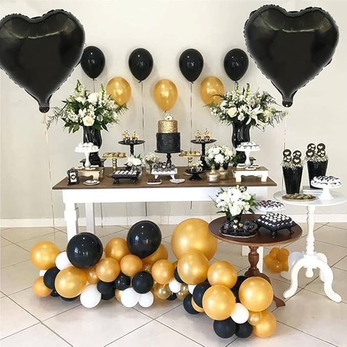 BEISHIDA 30 pcs18inch Black Heart Shape Foil Mylar Balloons - Image 5