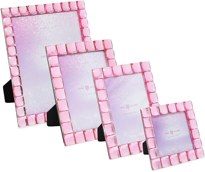Isaac Jacobs Decorative Sparkling Light Pink Jewel Picture Frame, Photo Display - Image 4