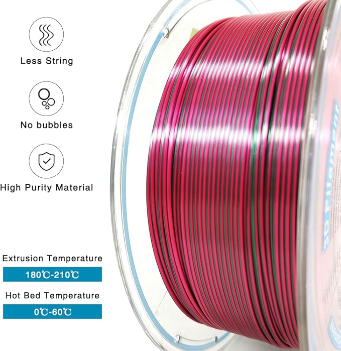 YOUSU Silk PLA Filament 1.75mm 3D Printer Filament Coextrusion Filament Dual - Image 4