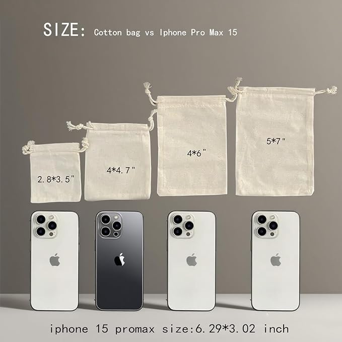 gobyhumm 20 Pieces Pure Cotton Drawstring Bags Muslin Bags Sachet Bag - Image 9