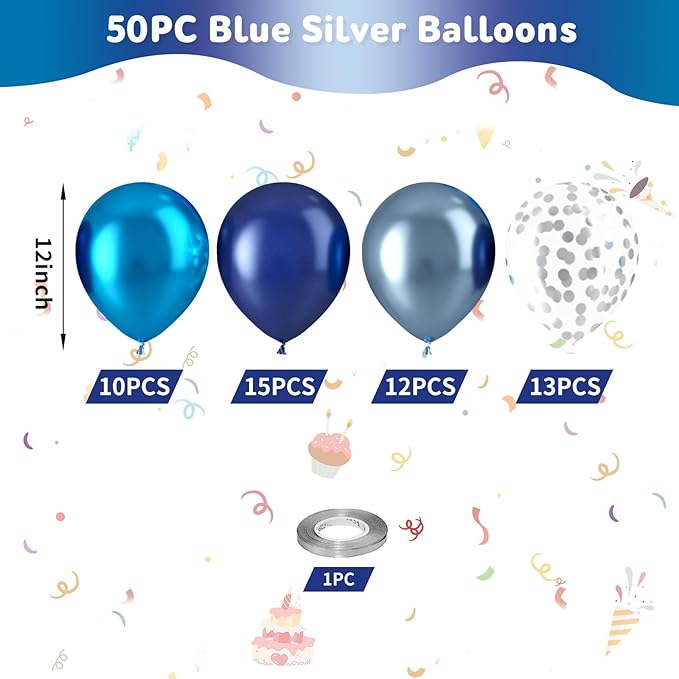 Blue Balloons, Metallic Baby Navy Balloon - Image 5