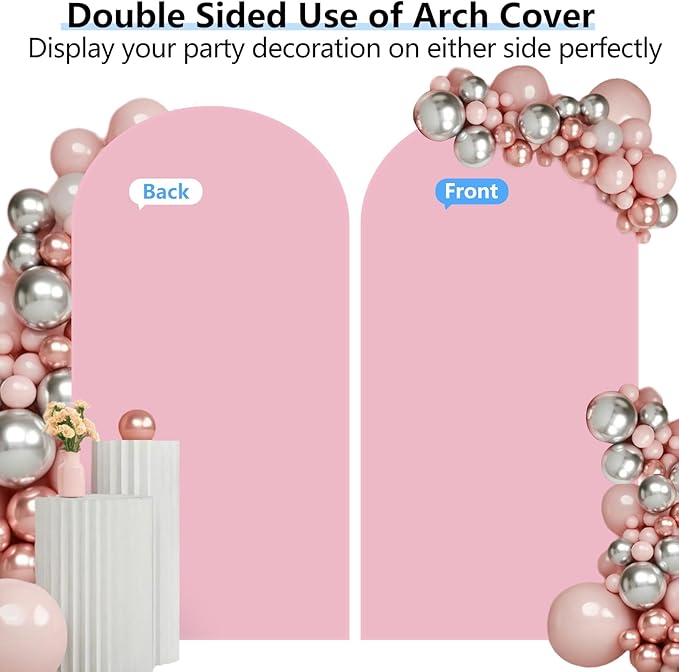 HEMMOTOP Pink Arch Backdrop Cover 7.2 ft, Spandex Arch Covers Stretchy Backdrop - Image 5