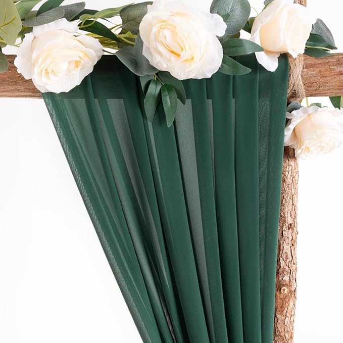 Socomi Wedding Arch Draping Fabric 2 Panels 29" x 19Ft Emerald Green Sheer - Image 5