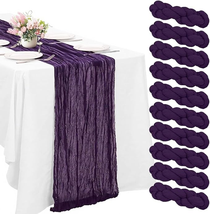 10 Pack Purple Cheesecloth Table Runner -21*120Inch Long Boho Wedding Table by MIRRASMIRROR