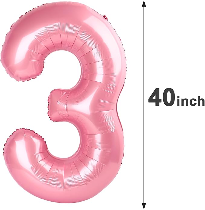 40 Inch Pearlescent Pink 3 Large Number Balloon, 3 13 23 30 33 36 38 Pearl Pink - Image 2