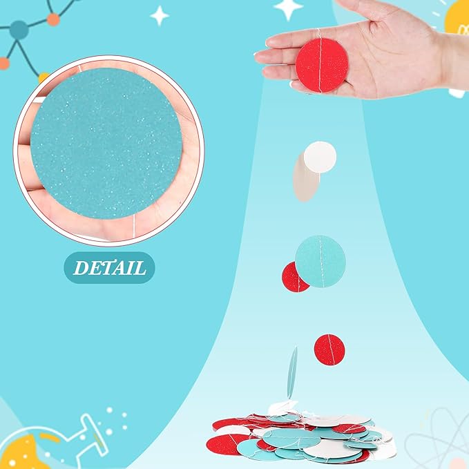 Outus 10 Pieces Colorful Dots Paper Garland Round Glitter Garland Hanging - Image 3