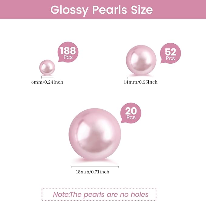 260Pcs Greyrose Glossy Beads for Centerpiece Decor, Artifical Pearls Vase Filler - Image 2