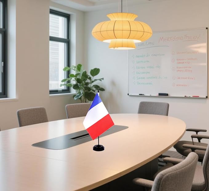 France Desk Flag 12" Solid Pole Deluxe Set French Flags Banner Mini Small - Image 6