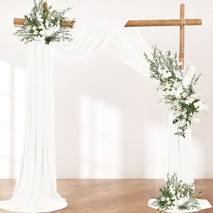 Ivory Wedding Arch Draping Fabric 1 Panel 30'' x 18FT Sheer Chiffon Arch Drapery - Image 4