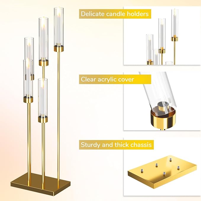 42.5'' Floor Candelabra 5 Arm Candelabra Centerpieces - Image 3