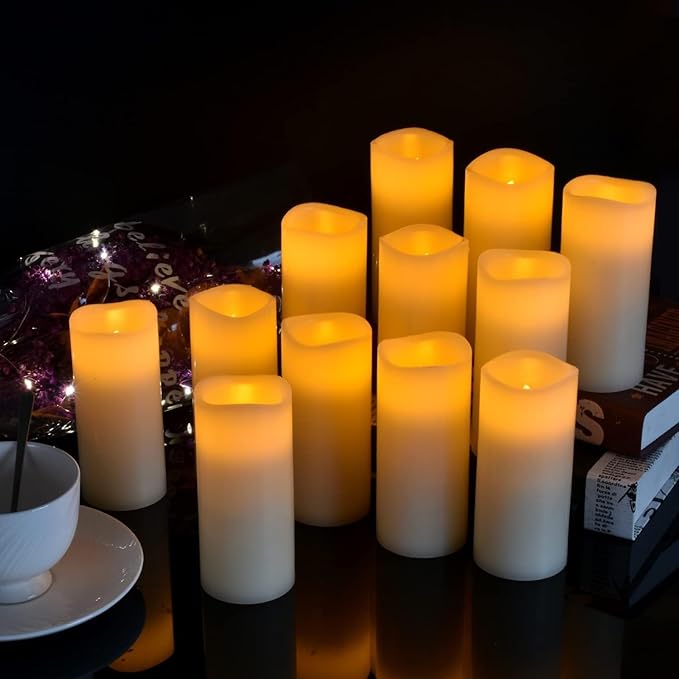 antizer Flameless Candles Battery Operated Real Wax LED Candles Set of 12 - Image 2