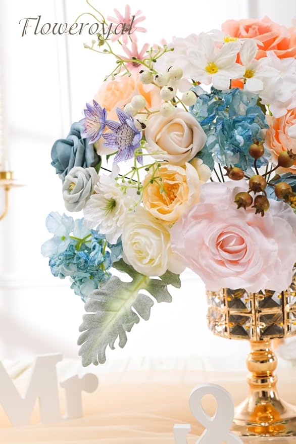 Floweroyal Artificial Flowers Combo Fairy Blue Flowers Mix Silk Flowers Fake - Image 2