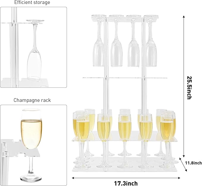 Champagne Tower, Rectangle Acrylic Champagne Display Rack Stand - Image 4