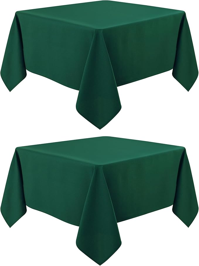 2 Pack Square Table Cloth 52X52 Inch Green Tablecloth Washable Polyester Solid by mylacerhome